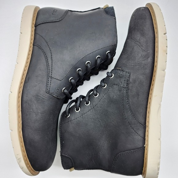 TOMS Men's Black Leather Hillside Lace Up Ankle Chukka Boots Size 9.5 - Picture 6 of 9
